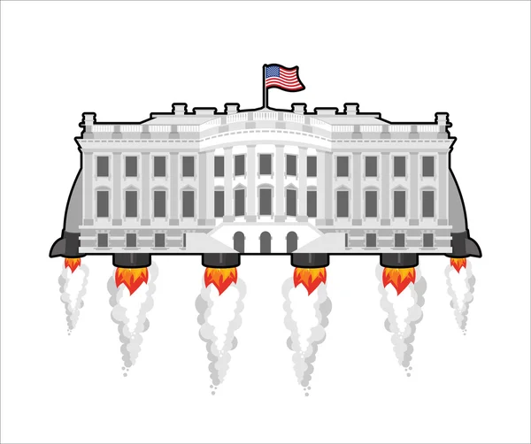 White house future with rocket turbo. USA President Residence i — Stock vektor